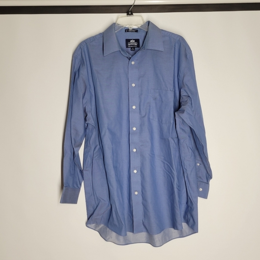 Stafford Blue Casual Button Down Shirt